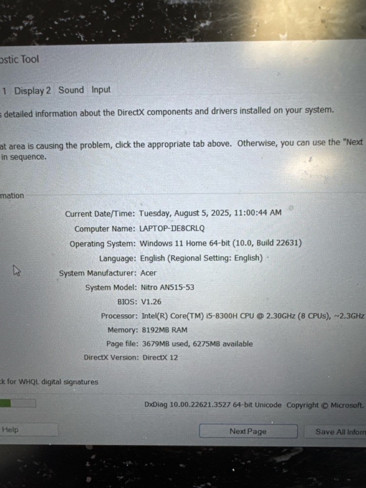 Acer Nitro 5 Gaming Laptop Model P07012240 Powerful Performance-image