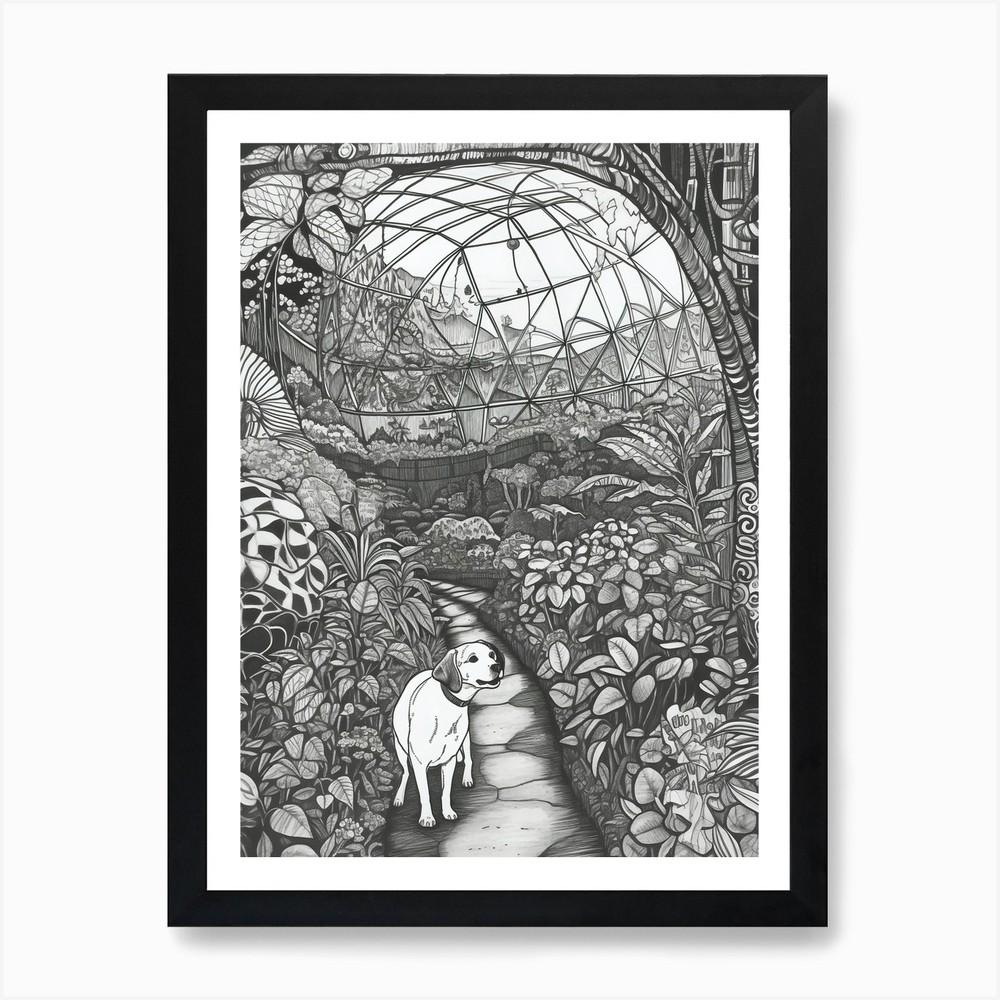 Dog in Eden Project Framed Wall Art Canvas Print Poster  