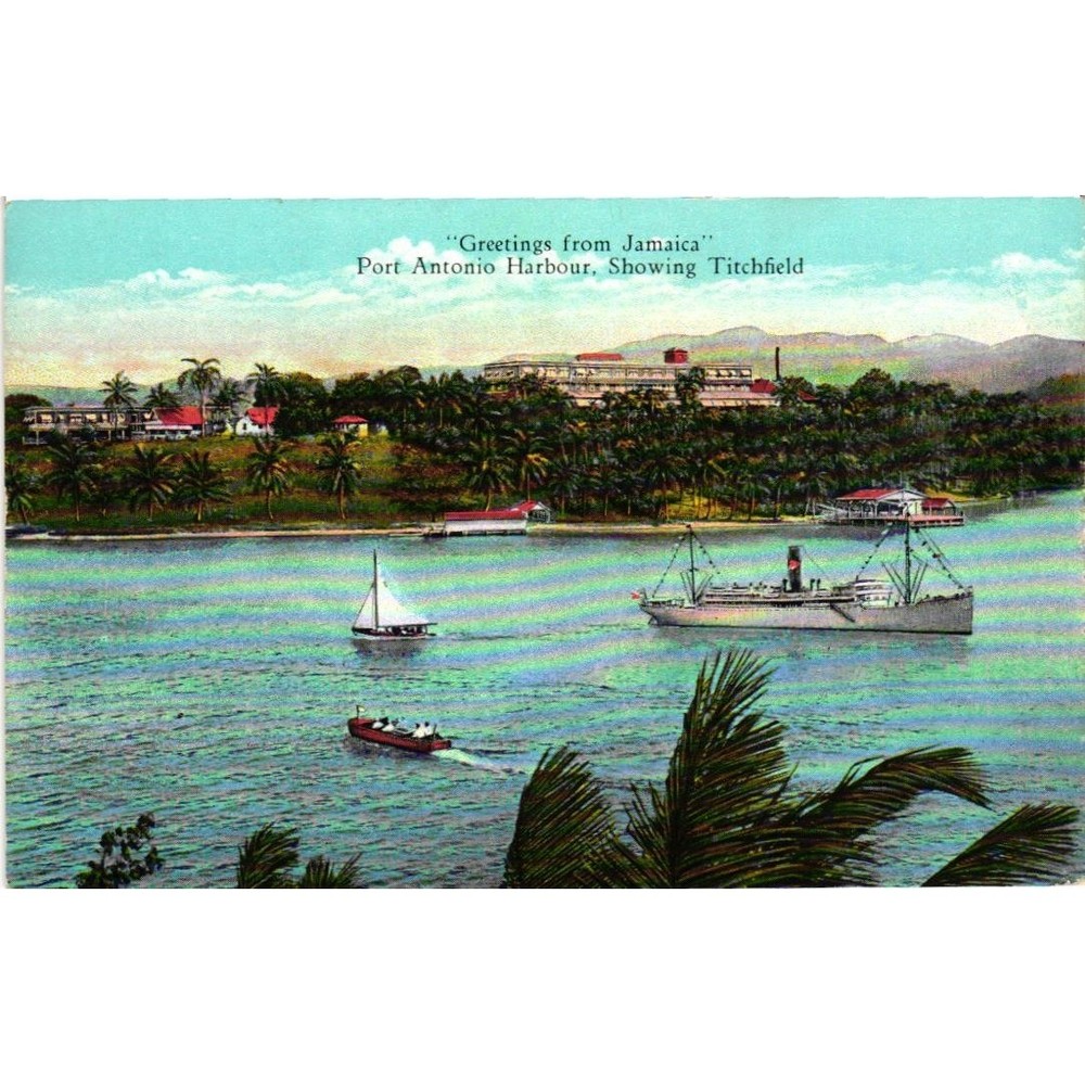 Vintage Jamaica Postcard Port Antonio Harbour Titchfield Hotel A Duperly & Son