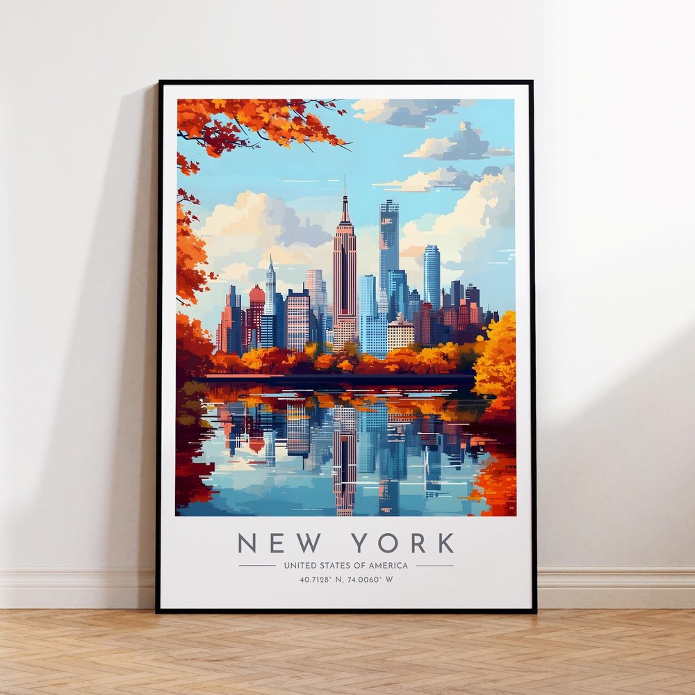 New York Travel Poster United States New York Print Home Decor Print Framed Or