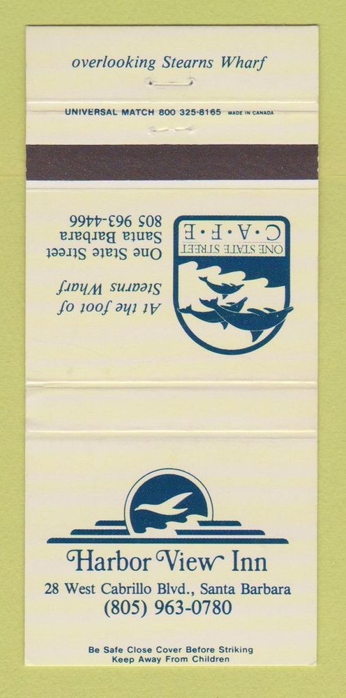 Matchbook Cover - Harbor View Inn Santa Barbara CA 30 Strike