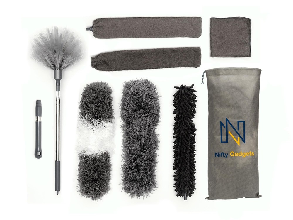 Feather Duster Set - Premium Quality Microfiber Cleaning Brushes with Extenda...