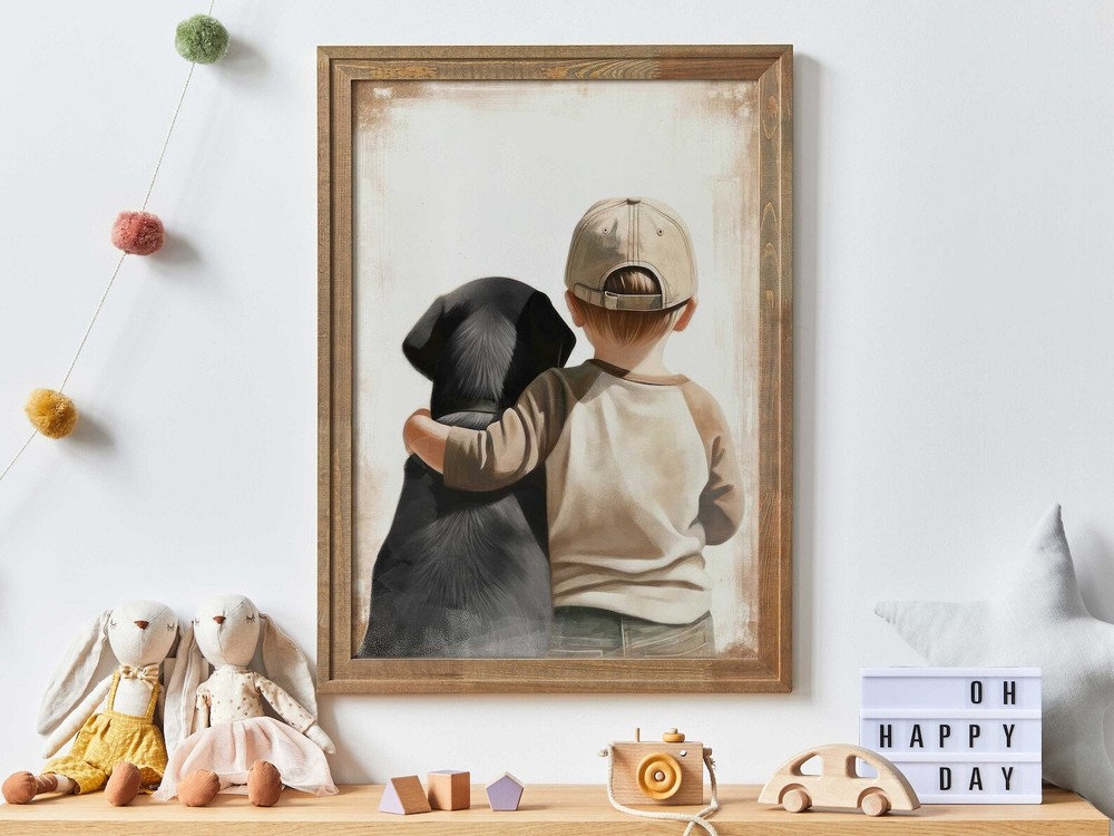 Labrador Nursery Decor Boy Dog Art Print Black Lab Print Dog Nursery Decor