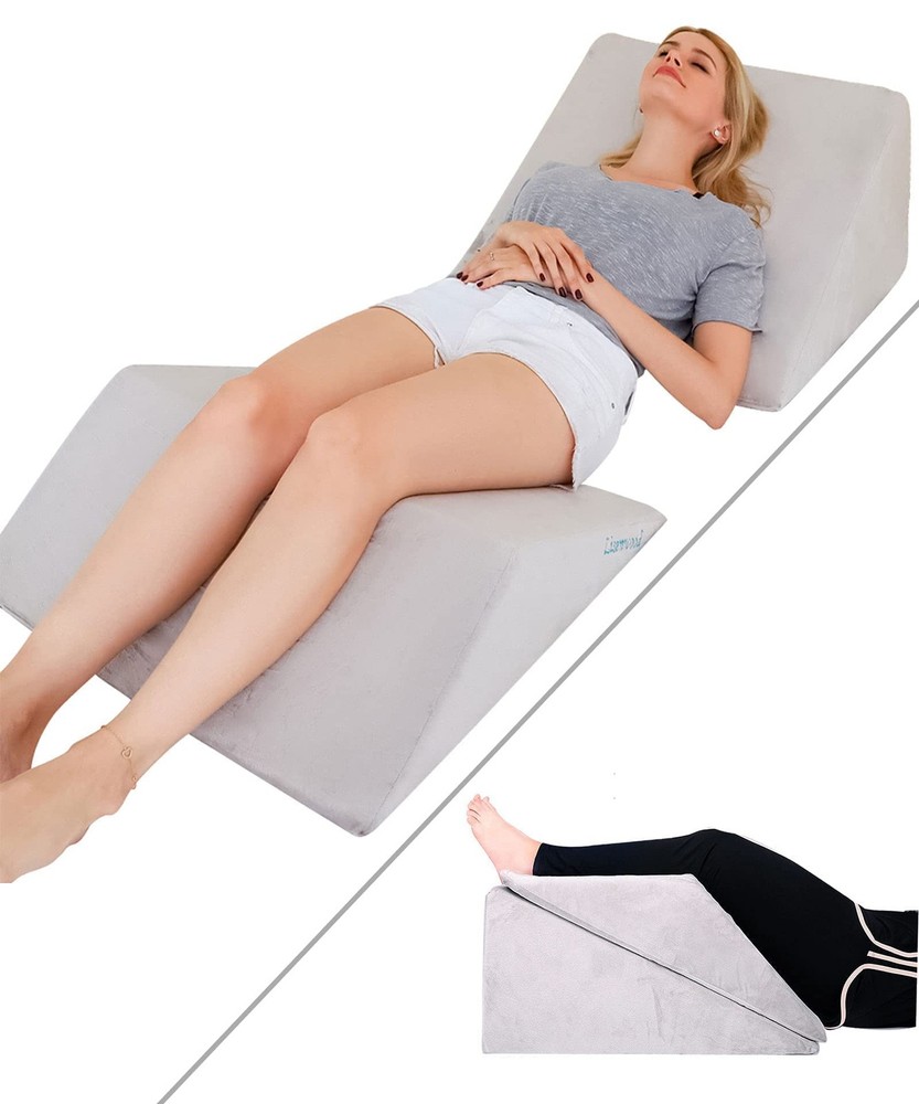 Foam Bed Wedge Pillow Set for Reading and Back Support with Adjustable Height
