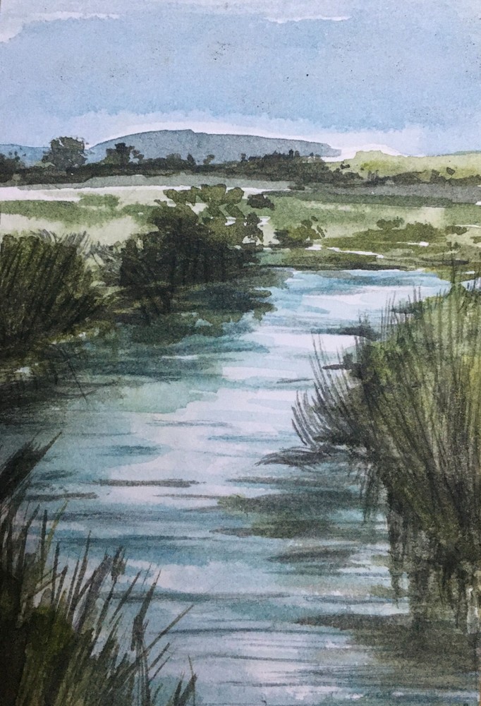 ACEO Mini Landscape Painting Original Art Card Acrylic Fine Art