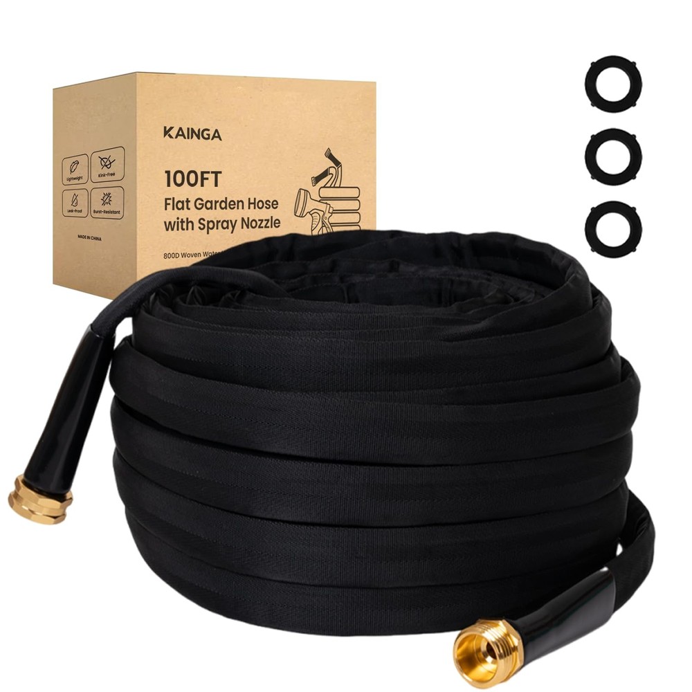 Lightweight Flat Garden Hose 100 FT, 3/4