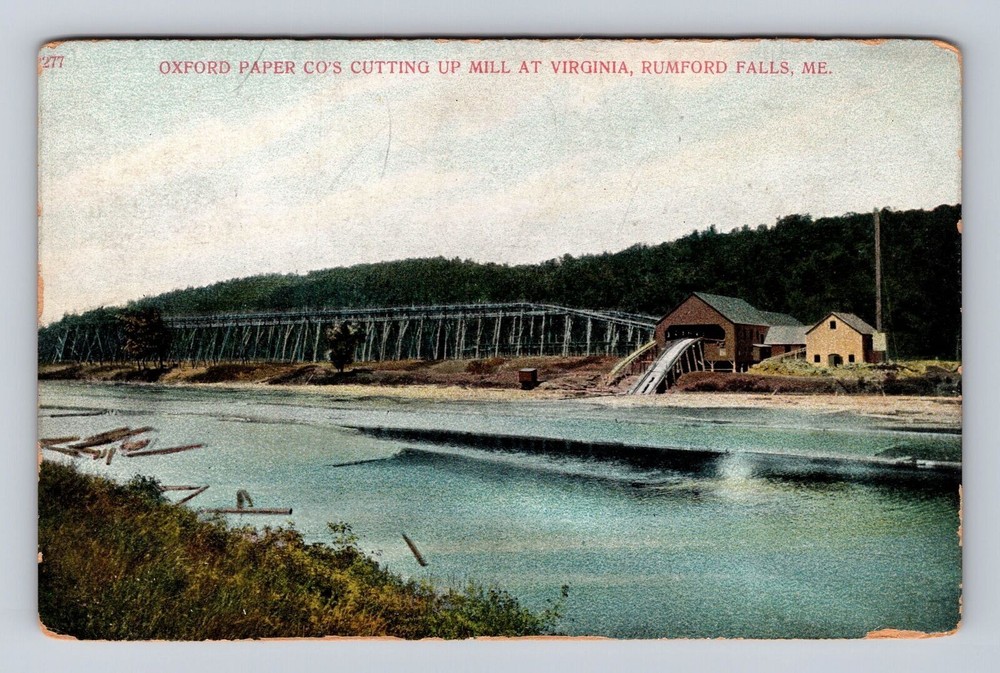 Rumford Falls ME-Maine, Oxford Paper Company Cutting Up Mill, Vintage Postcard