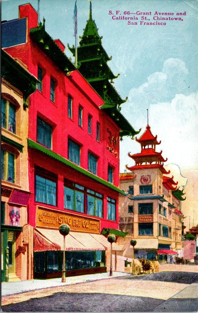 c1910 View of Chinatown Neighborhood San Francisco California Vintage Postcard