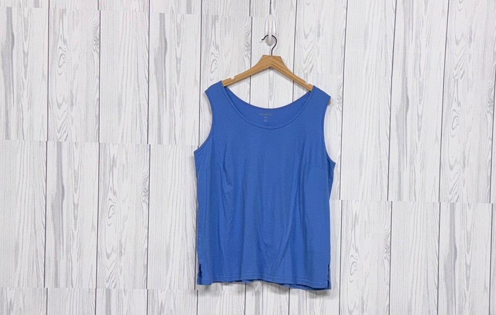Woman Within sleeveless top womens size 1x tank solid blue basic stretch