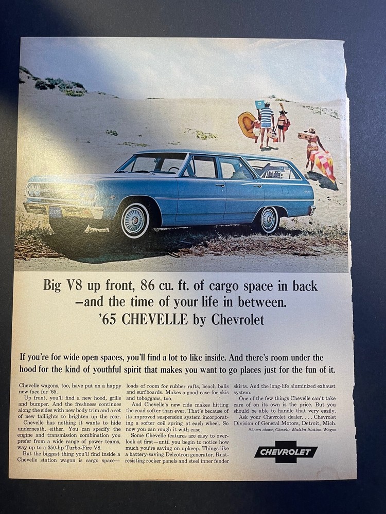 Vintage Magazine Advertisement 1965 Chevrolet Chevelle Wagon