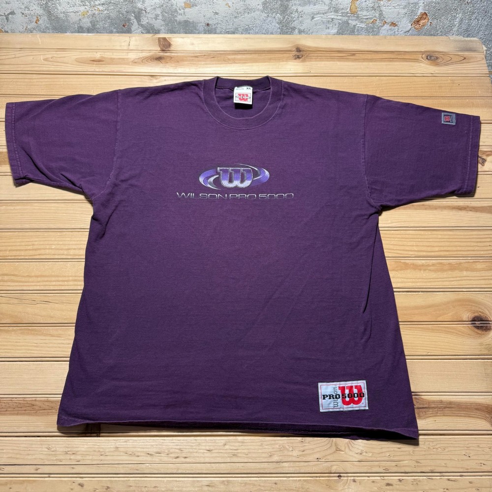 Vintage 90s Wilson Pro 5000 Metallic Logo Sportswear T-Shirt USA Made - Size XL