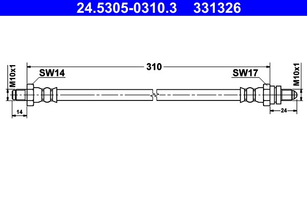 24.5305-0310.3 ATE Brake Hose for FORD
