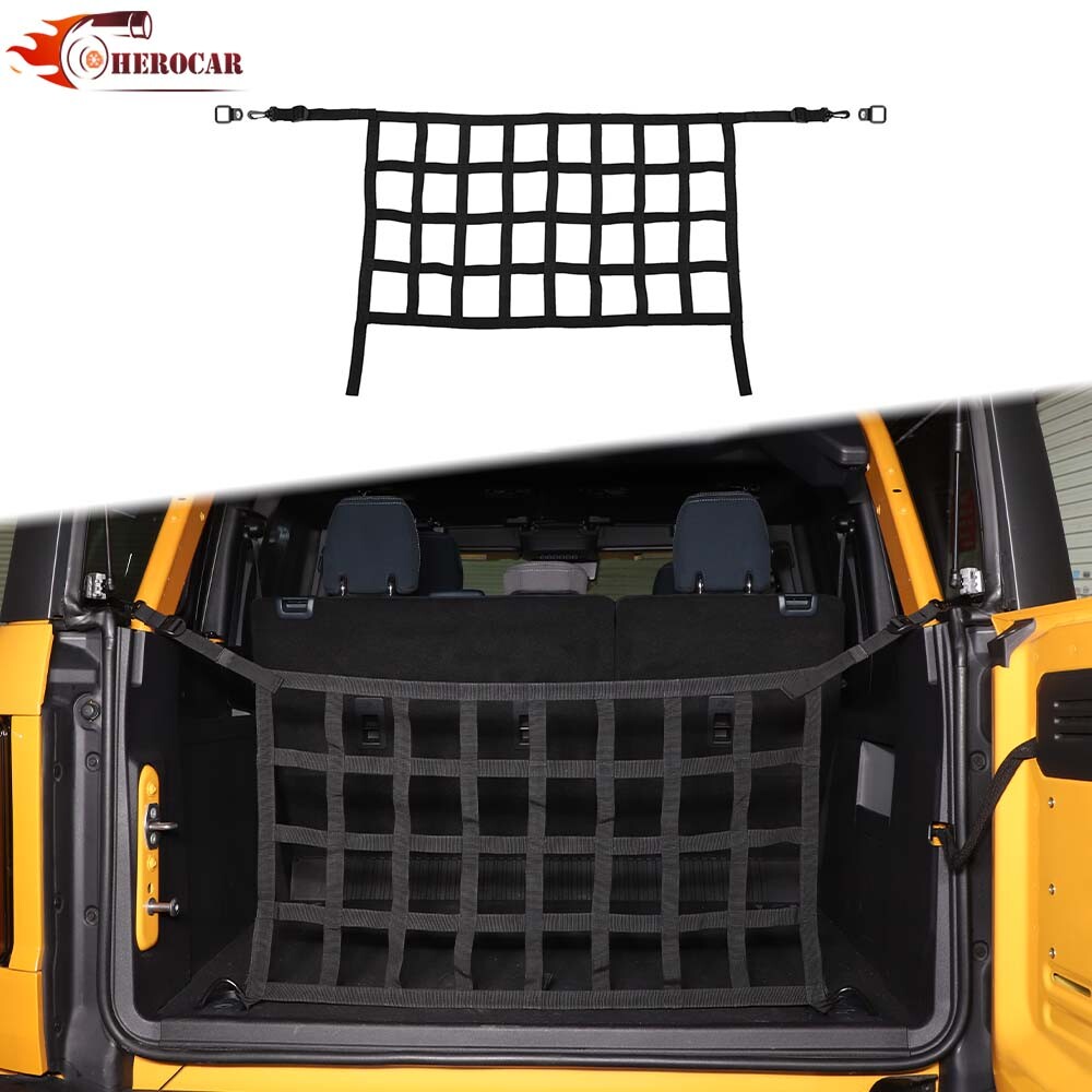 Rear Trunk Organizer Mesh Car Cargo Protect Net Kit for Ford Bronco 2021+ 4 Door