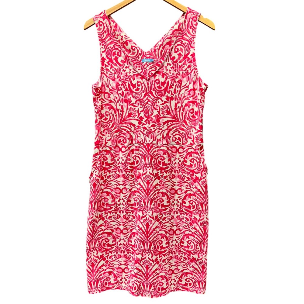 J McLaughlin Dress Womens Large Pink Coastal Catalina Cloth V-Neck + Pockets