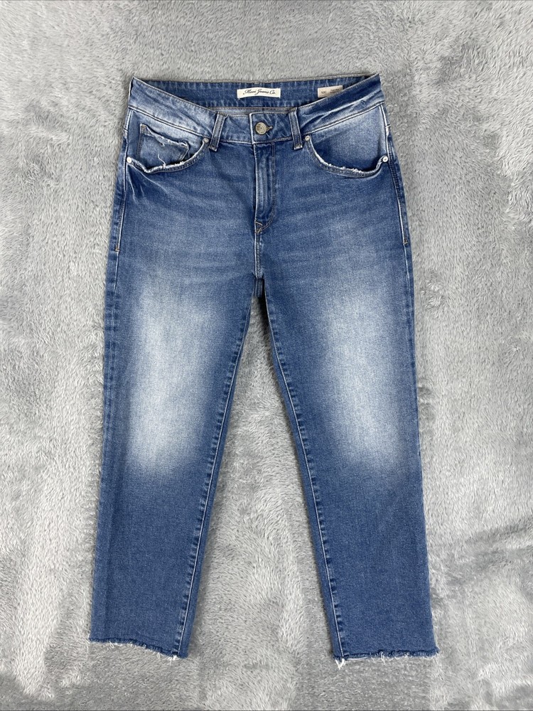 Mavi Jeans Women's 29 Blue Niki High Rise Straight Crop Raw Hem Flex Denim