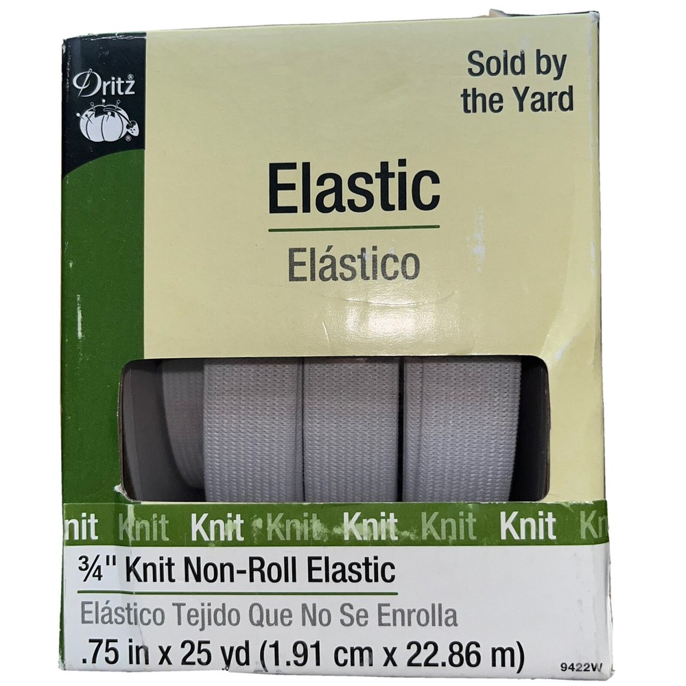 Dritz 9422W 3/4-Inch White Non-Roll Knit Elastic 25-Yard