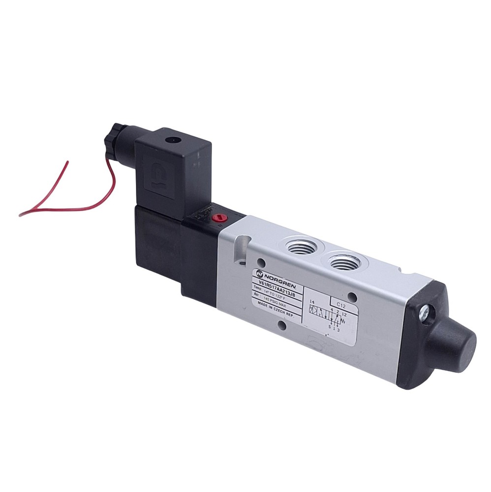 Norgren V61R517AA213JB Solenoid Valve, 1/4in NPT, 5/2-Way, 145psi, 24VDC Coil