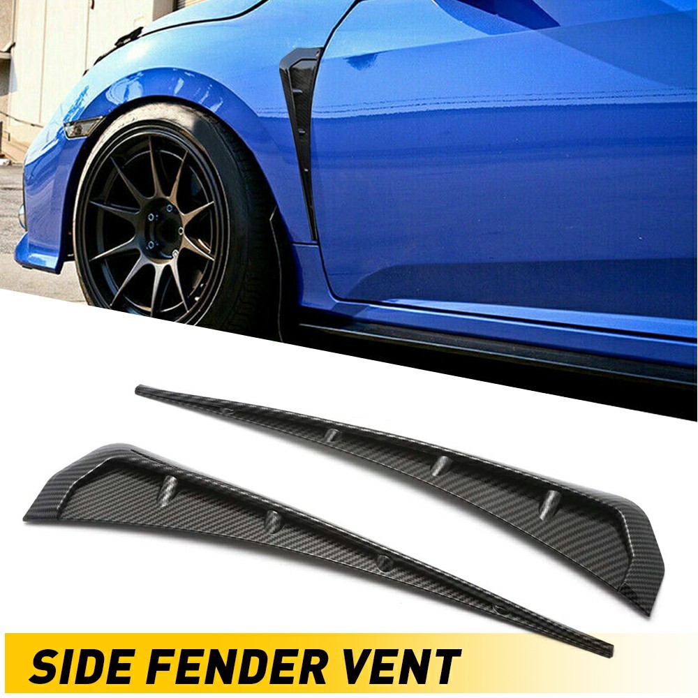 Universal 3D Carbon Fiber Car Fender Blade Side Shark Gills Vent Trim Cover Auto