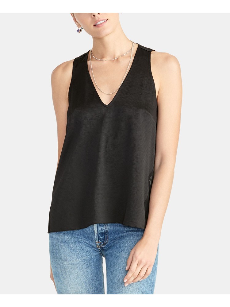 RACHEL ROY Womens Black Sleeveless V Neck Top Size: XS
