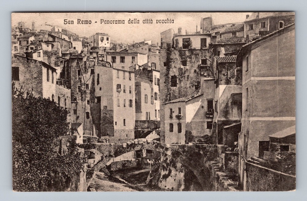 Italy- San Remo Panorama City View Souvenir Old Card View PC Vintage Postcard