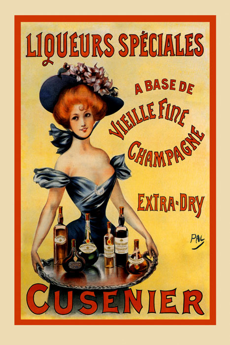Fashion Lady Waiter Liquor Champagne Cusenier Vintage Poster Repro FREE S/H