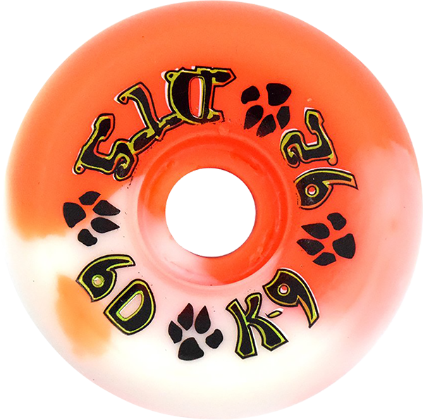 DOGTOWN K-9 60mm 92a ORG/WHT SWIRL WHEELS SET