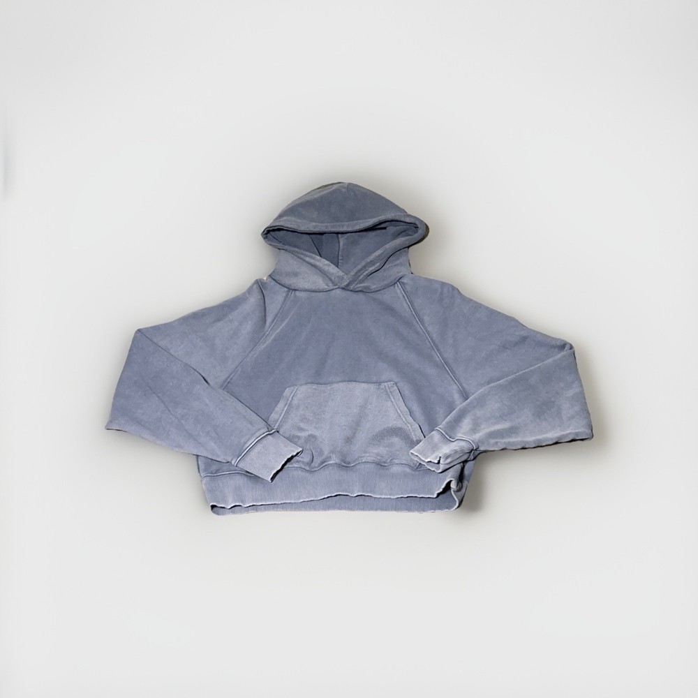 Aerie Cropped Blue Sweatshirt/Hoodie Women's Size S/P, 100% Cotton