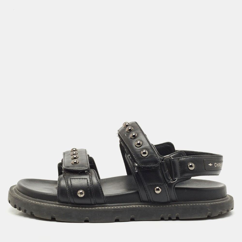 Dior Black Leather DiorAct Slingback Sandals Size 38 EU
