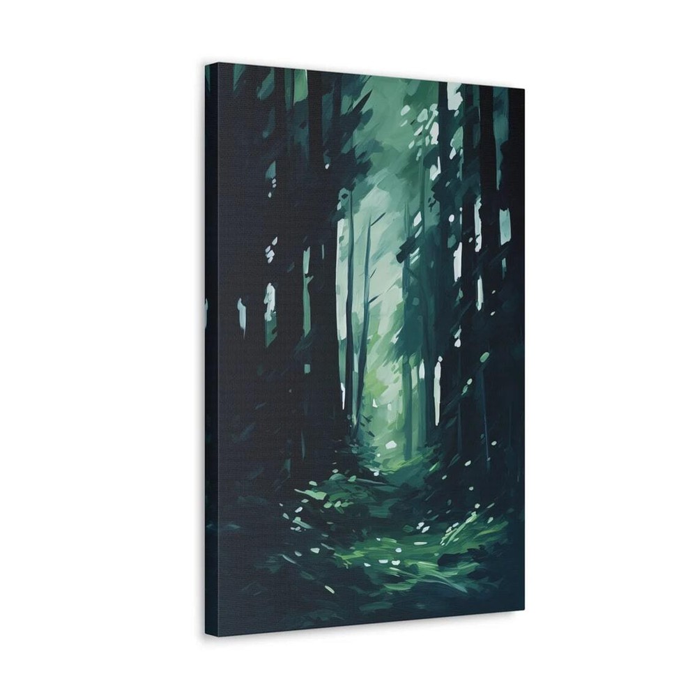 Dark Forest Abstract Nature-Inspired Canvas Wall Art Unframed Print-image