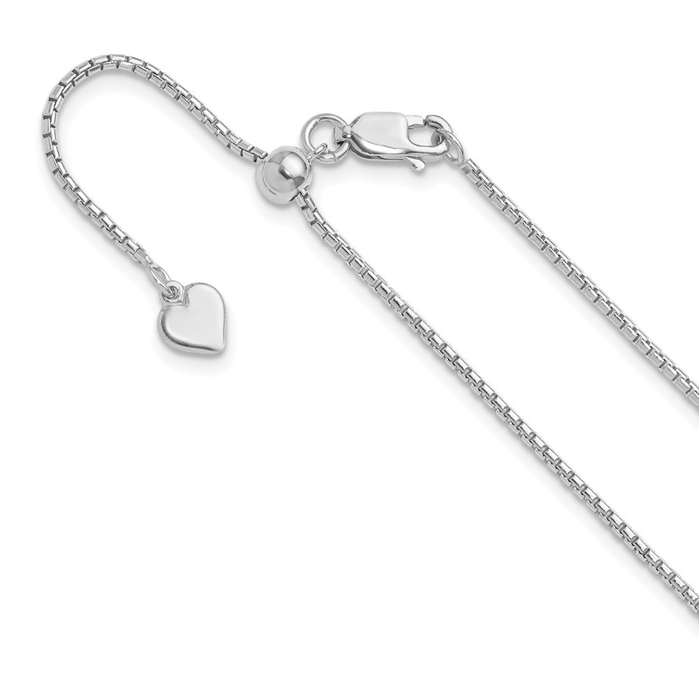 Sterling Silver Adjustable 1.25mm Round Box Chain Necklace 30