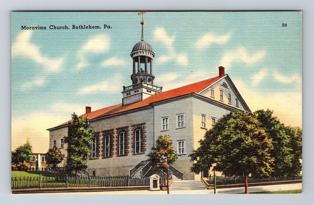 Bethlehem PA-Pennsylvania, Moravian Church, Exterior, Vintage Postcard