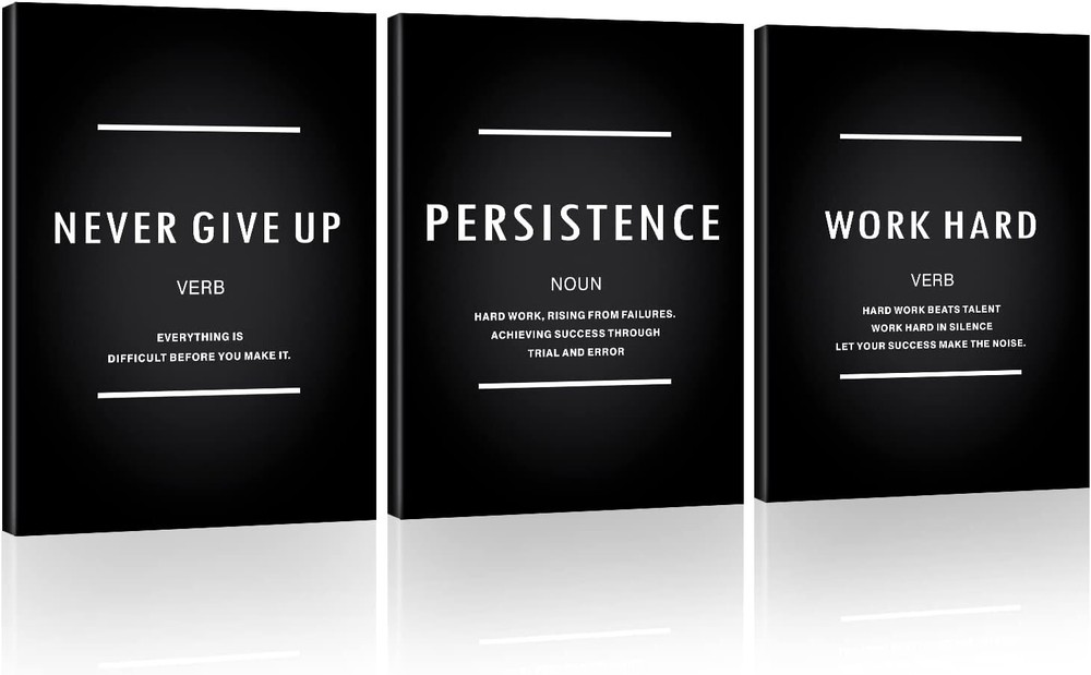 Motivational Never Give Up Canvas Wall Art for Hard Work and Persistence