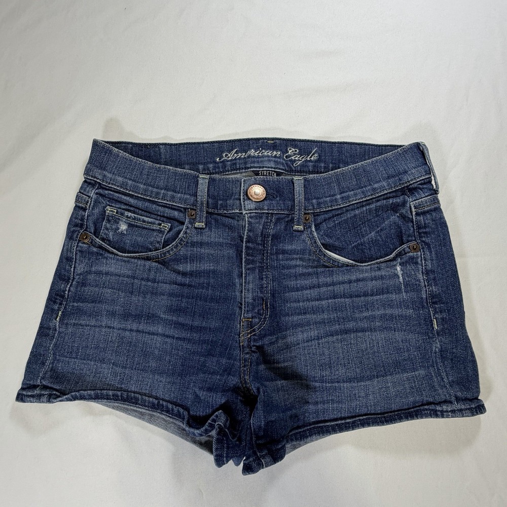 American Eagle Outfitters Cut Off Stretch Blue Denim Shorts Size 6
