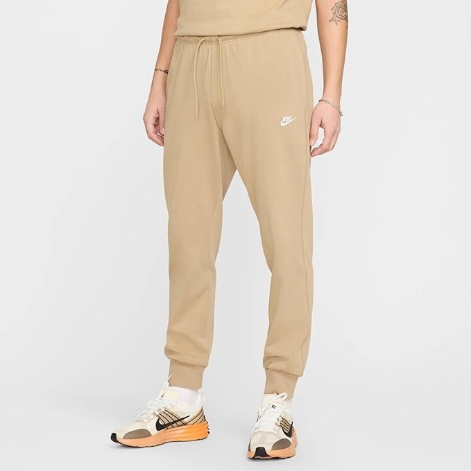 Nike Club Mens Knit Taper Leg Joggers Sweatpants Pants Beige L XL 2XL