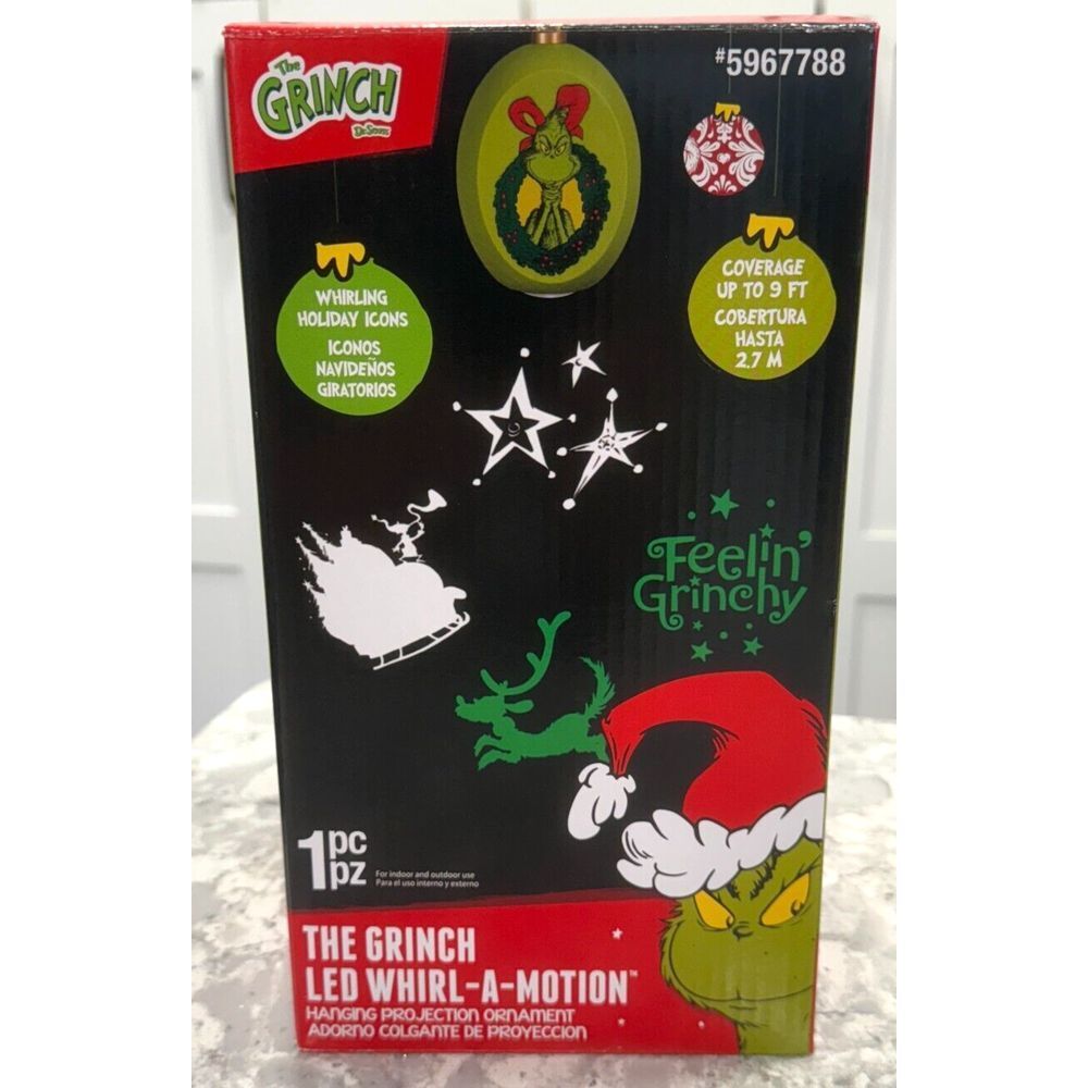 Grinch LED Whirl-A-Motion Hanging Projection Ornament - Holiday Decor Classic
