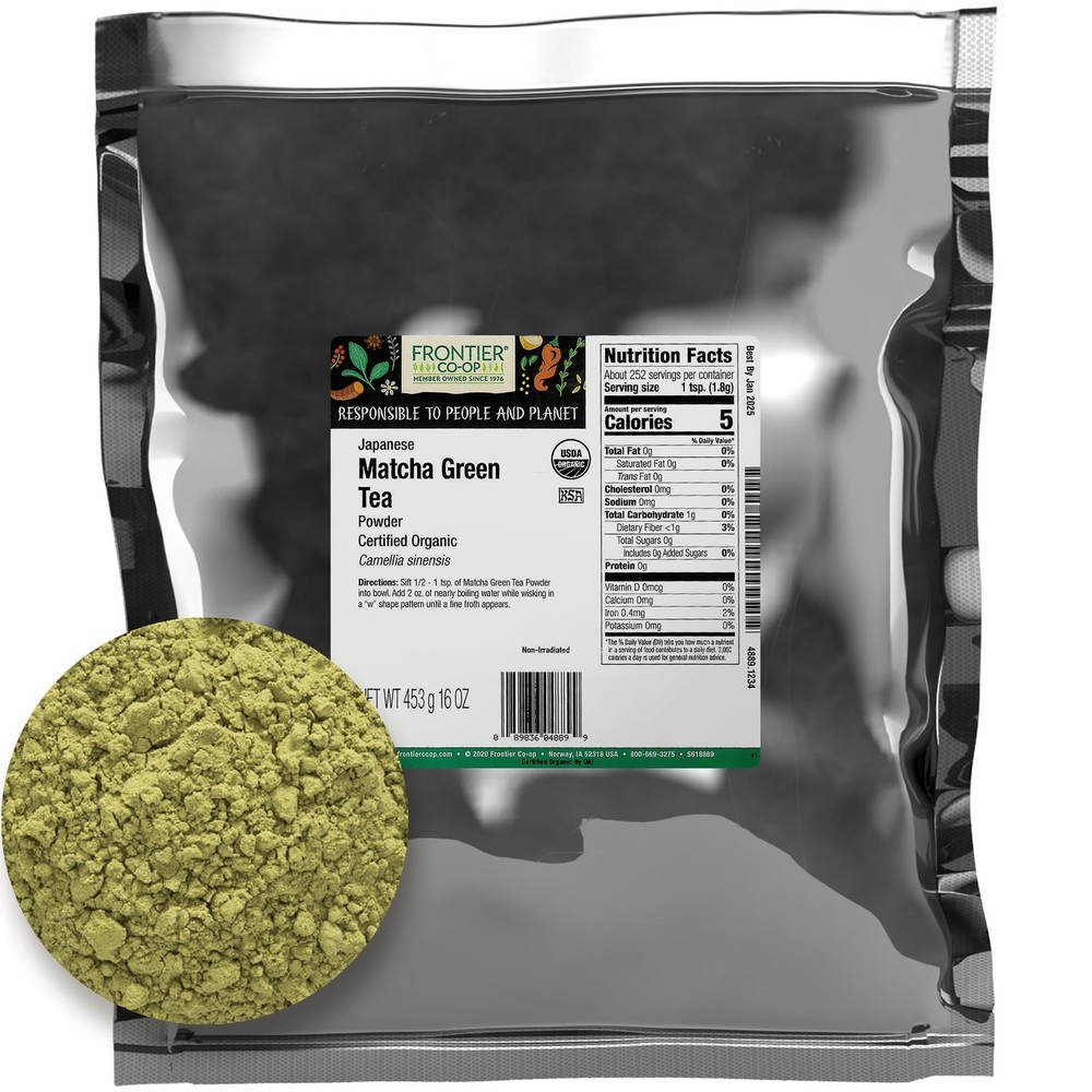 Frontier Co-op Organic Japanese Matcha Green Tea Powder, 16 Ounce (Pack of 1)