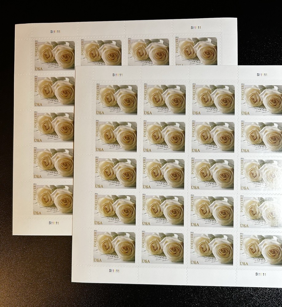 USPS (1344) Wedding Roses Forever Stamp Sheets x2 FREE SHIPPING Flowers
