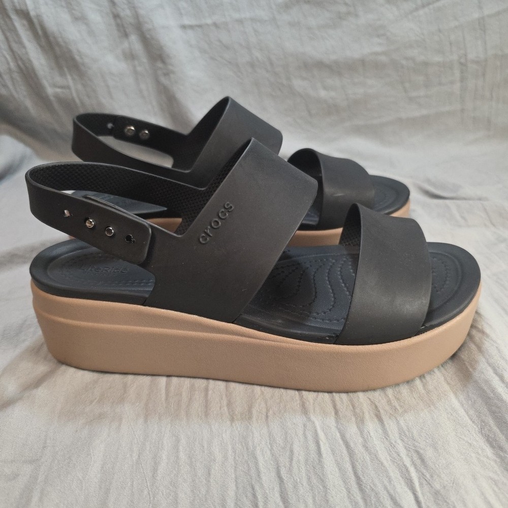 Crocs Brooklyn Low Wedge Sandal for Women in Black-Brown Size W9