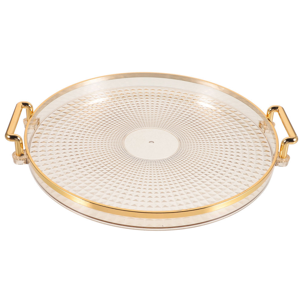 Food Serving Tray Tea Cup Gold-edged Round for Coffee Station Large Snack Trays