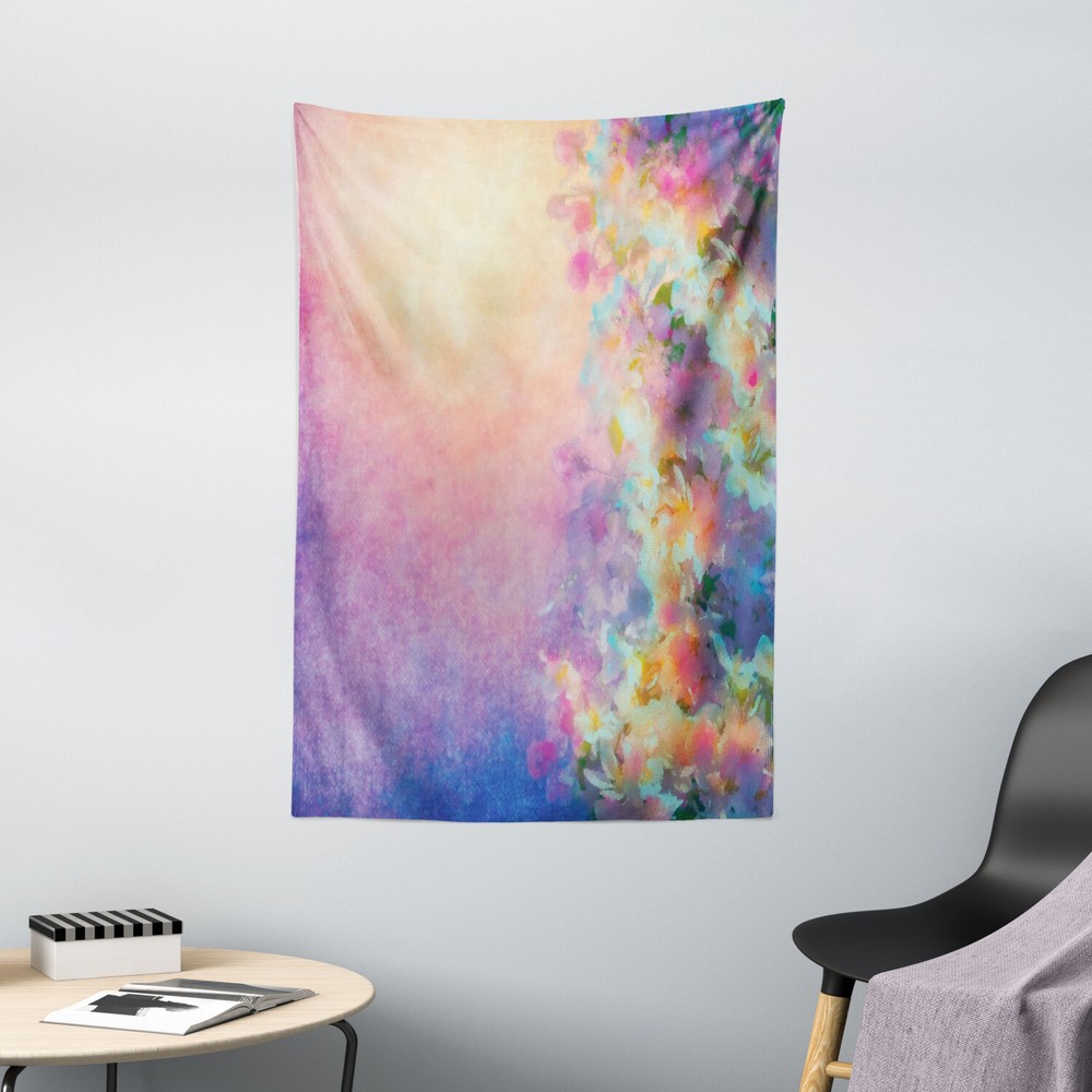 Purple Tapestry Spring Cherry Blossom Print Wall Hanging Decor