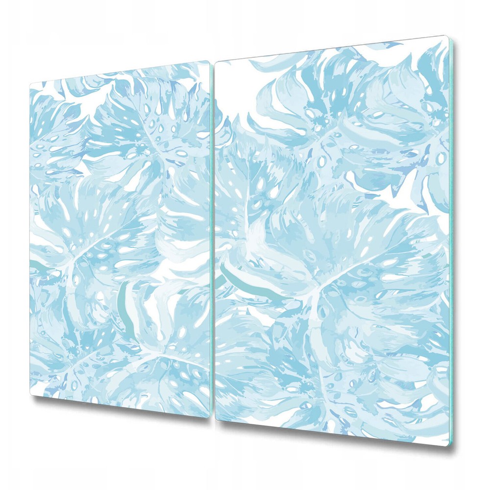 Glass Worktop Kitchen Chopping Board Tropical Palm Leaf Blue Leaf Modern 2x30x52