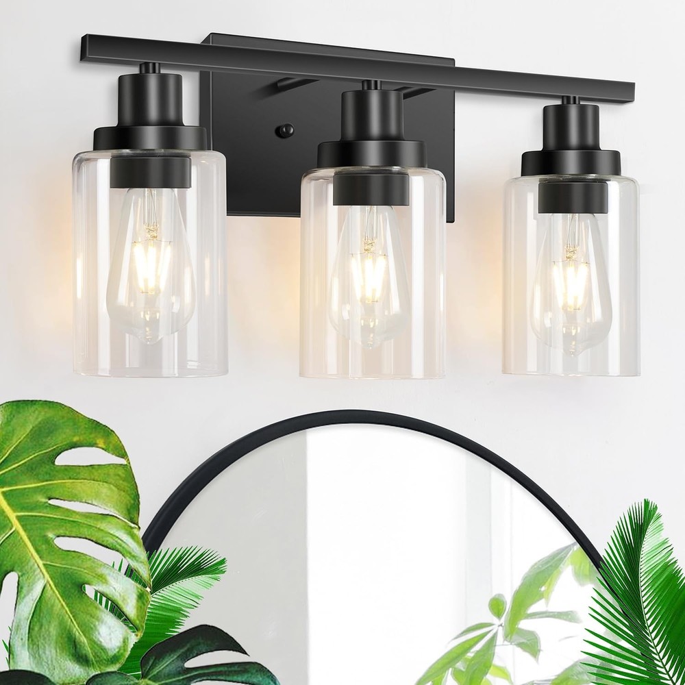 3-Light Vanity Light, Matte Black Bathroom Lighting Fixtures Over Mirror, Mod...