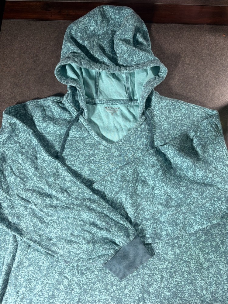 Athleta Women’s XL Teal Space Dye Pullover Hoodie Athletic Sweatshirt Athleisure