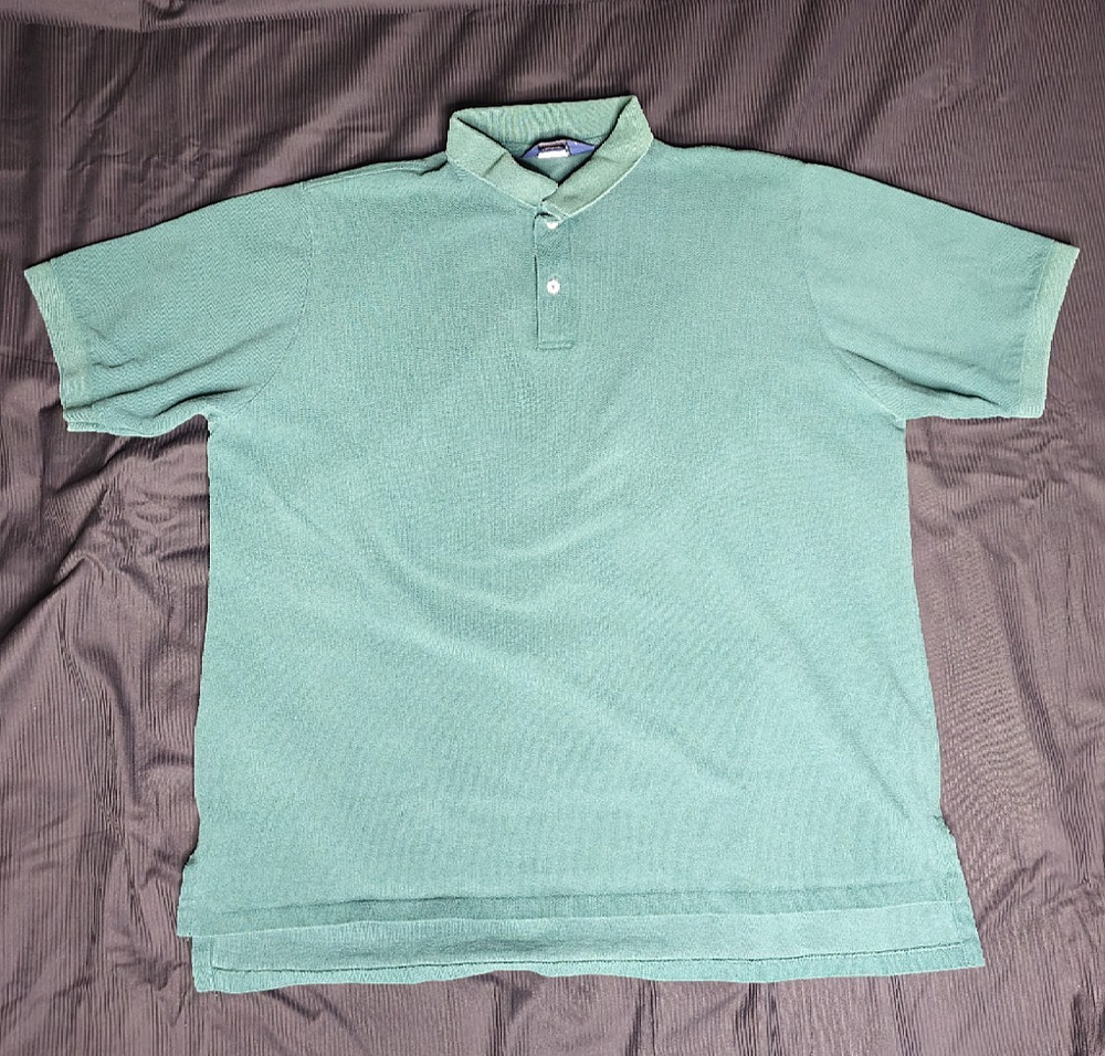 Vintage Lands' End Green Polo Made In U.S.A. 100% Cotton Mens Polo Shirt Size XL