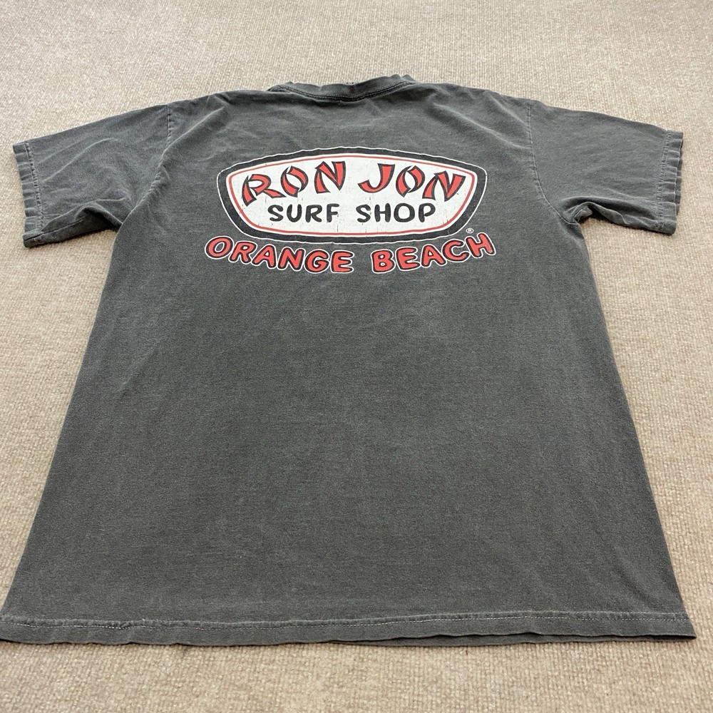 Vintage 90s Y2K Ron John Surf Shop Orange Beach Florida Fade Black Mens Large