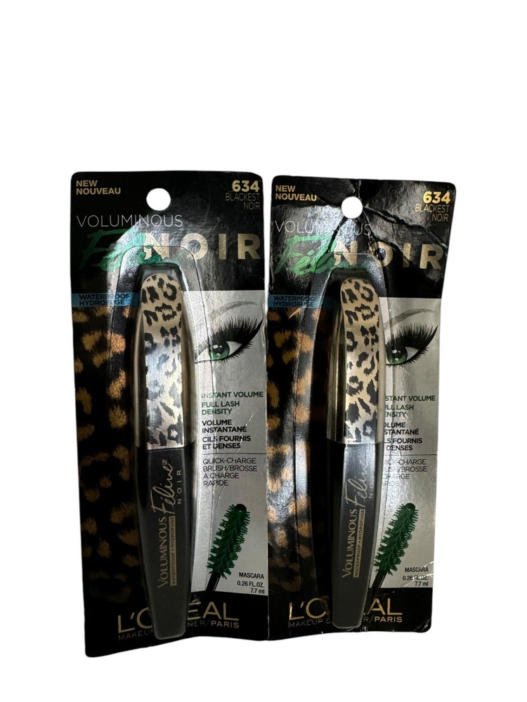 2x L’Oreal Voluminous Feline  Instant Volume Mascara 643 Blackest Noir