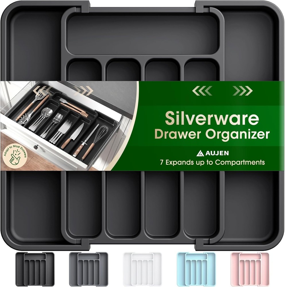 Expandable Adjustable Silverware Drawer Organizer for Kitchen Utensils