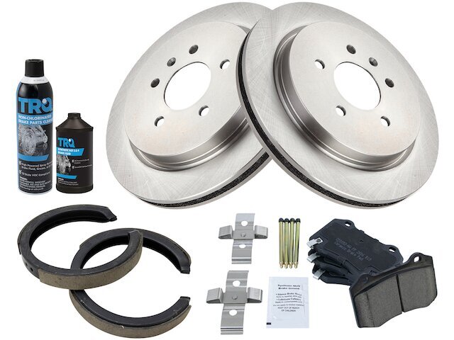 TRQ Rear Brake Pad Rotor Shoe Drum Kit for 2006-2009 Cadillac STS V 65QRCS