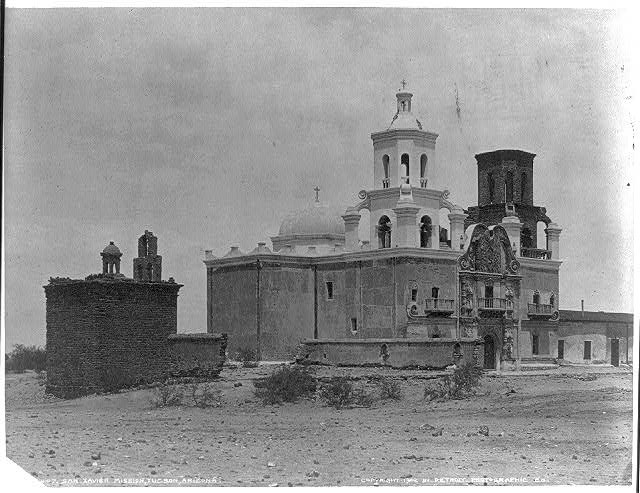 Photo:Tucson Arizona San Xavier Mission Entrance Detail 1900s