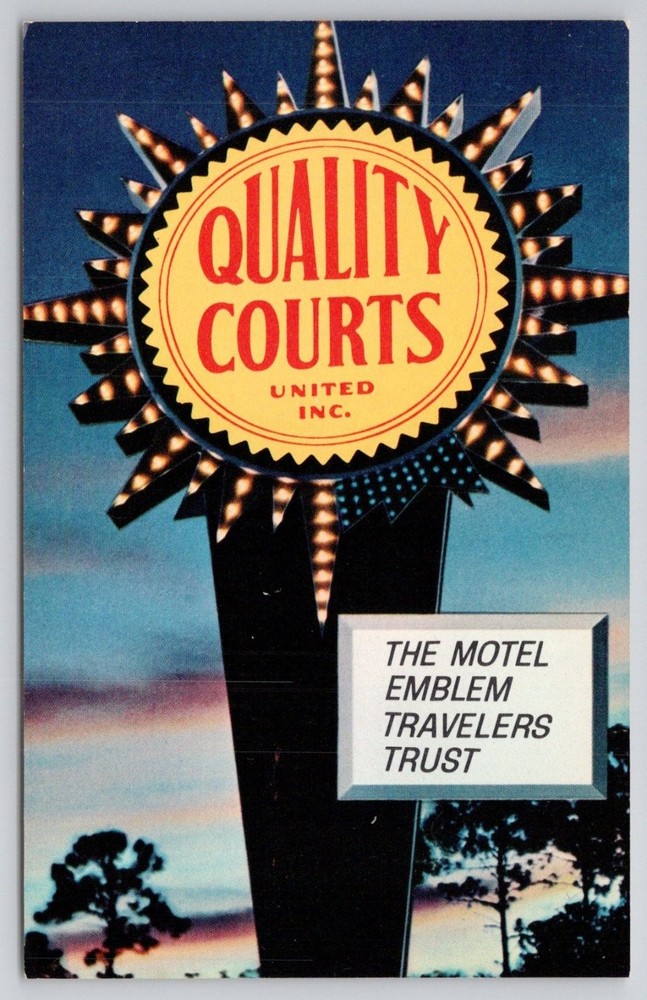 Quality Courts Sign Larson's Motel Gettysburg PA Vintage Postcard